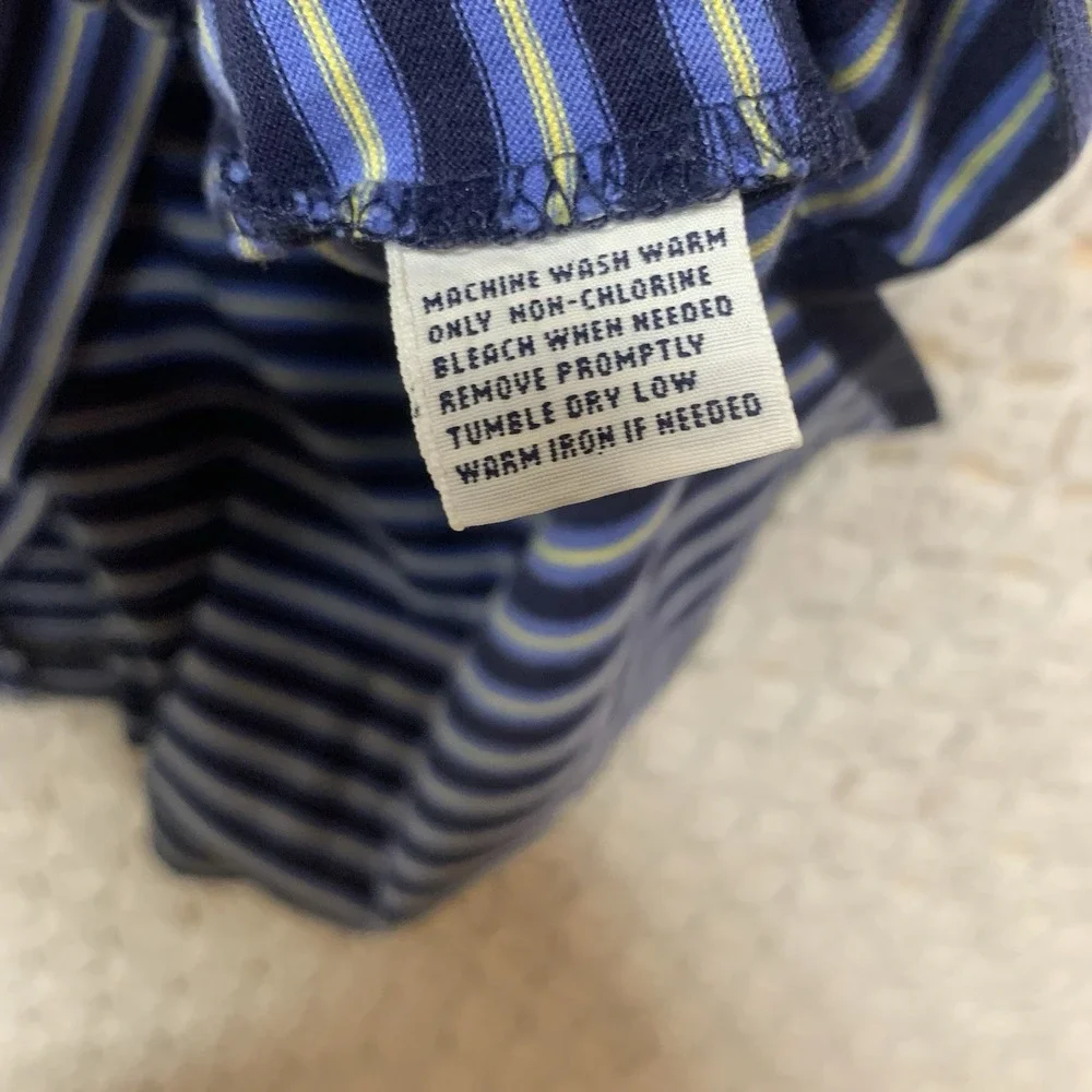 Polo Golf Ralph Lauren Shirt Mens L Navy Blue Striped 100%Pima Cotton Polo Shirt